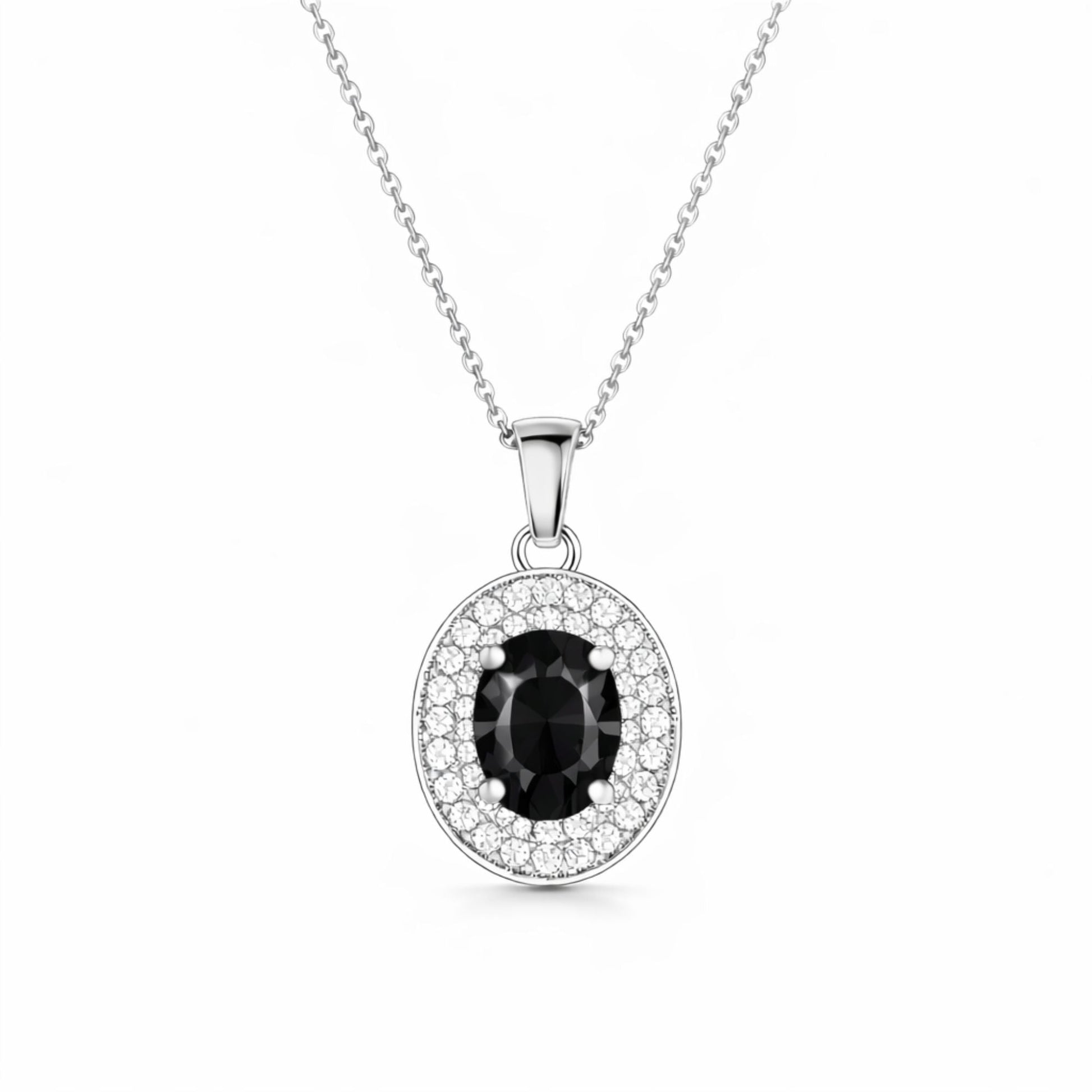Silver Plated Black Stone Necklace Set