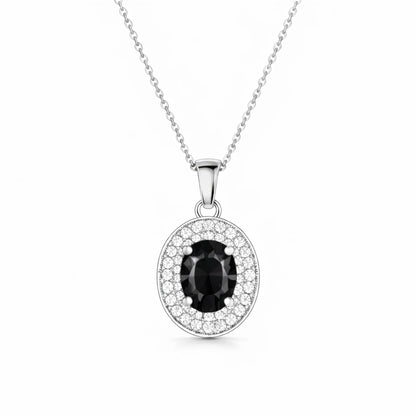 Silver Plated Black Stone Necklace Set