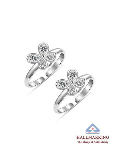 CZ Butterfly Adjustable Toe Ring