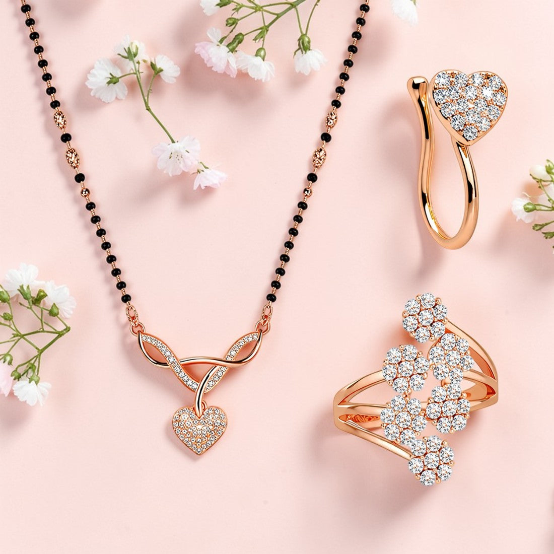 Heart Bling Mangalsutra Combo Set