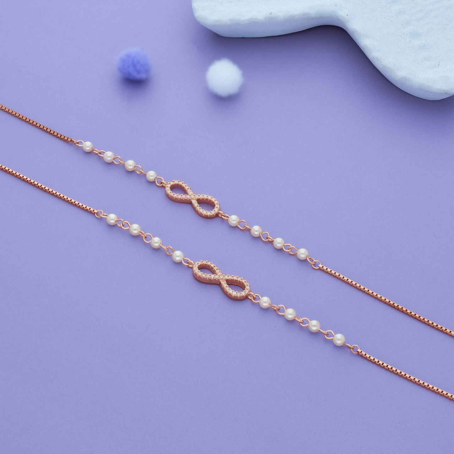 Infinity Charm Rose Gold Polish 925 Silver Anklet