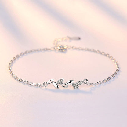 Sleek Silver Plated Leaf Bracelet