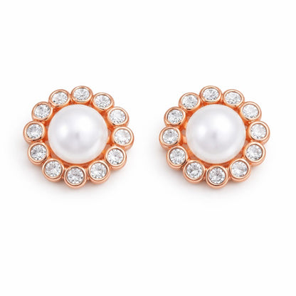 Rose Gold Plated Stud Earrings For Women And Girls