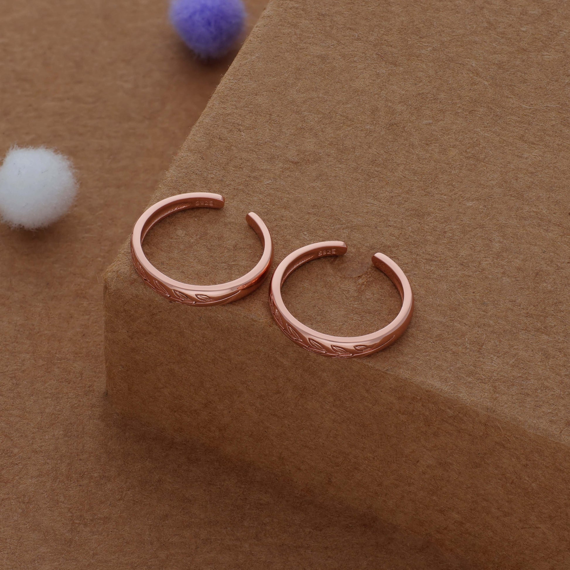 Leaf Elegance Rose Gold 925 Silver Toering