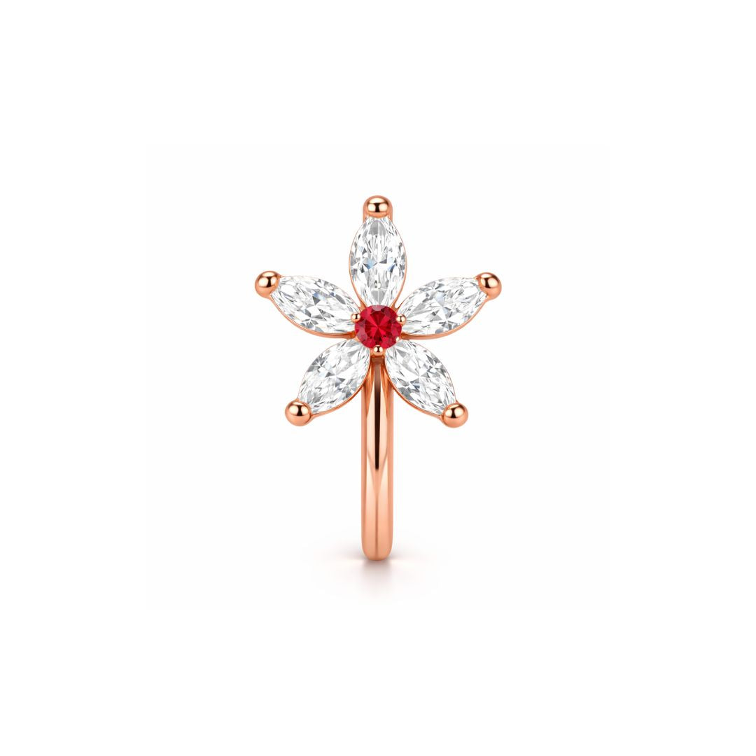 Rose Gold Floral Non-Piercing Nose Pin