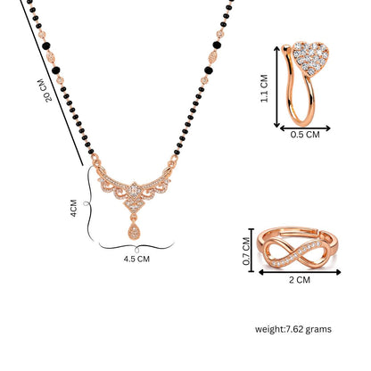 Rose Gold Mangalsutra With Nosepin And Ring