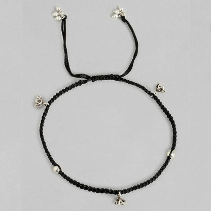 Floral Elegance 925 Sterling Silver Rhodium-Plated Anklet