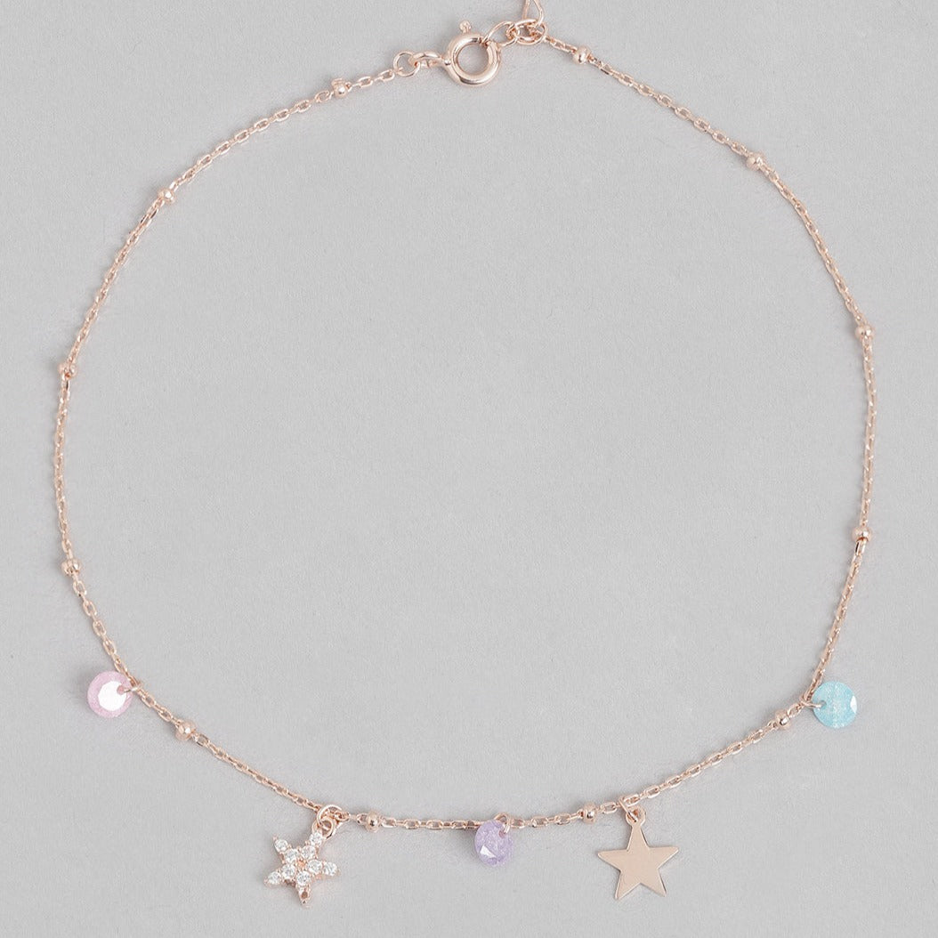 Star Drop 925 Sterling Silver Anklet