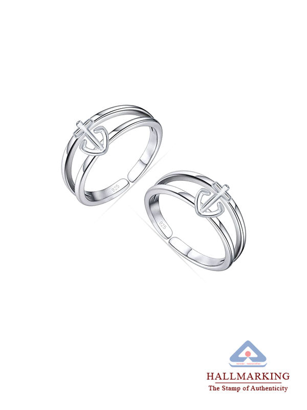 Nautica Anchor Adjustable Silver Toe Ring with hallmark