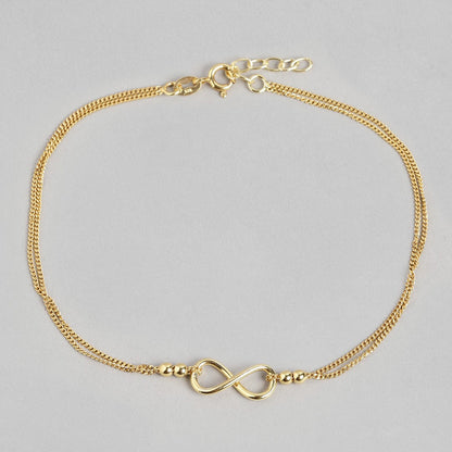 Gilded Infinity Duo 925 Sterling Silver Gold-Plated Chain Anklet
