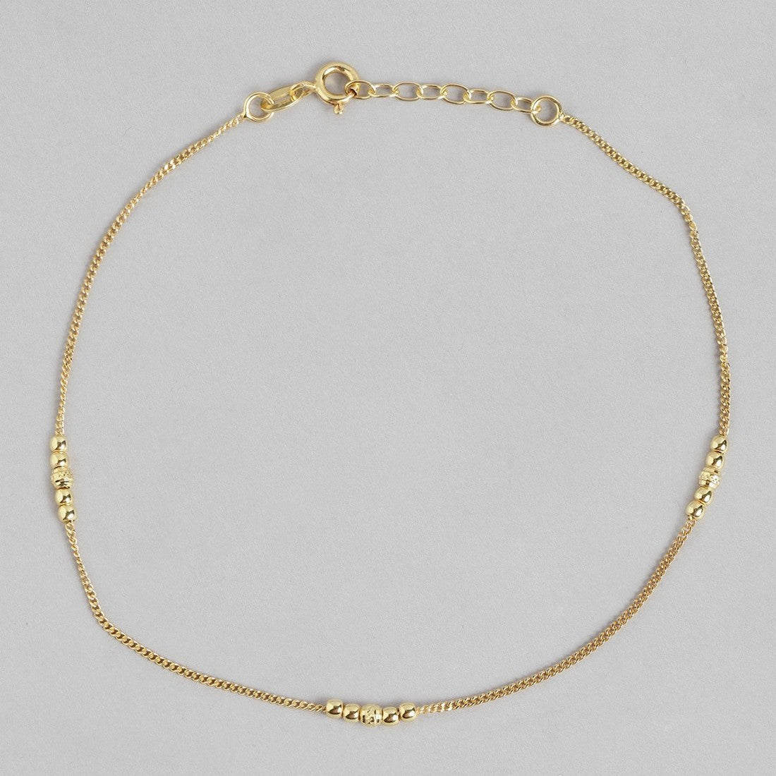 Beaded Gold-Plated 925 Sterling Silver Chained Anklet