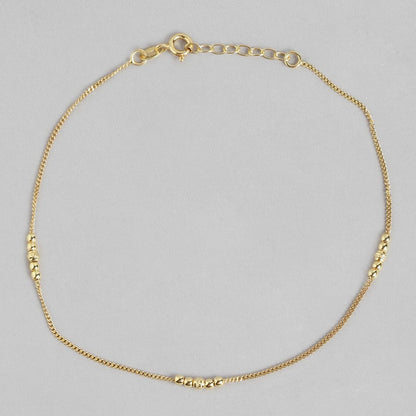 Beaded Gold-Plated 925 Sterling Silver Chained Anklet