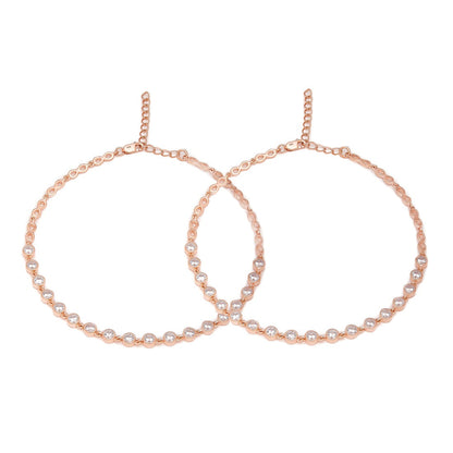Pair of rose gold-plated 925 Sterling Silver anklets with sparkling stones. Jewellery for women – Zavya