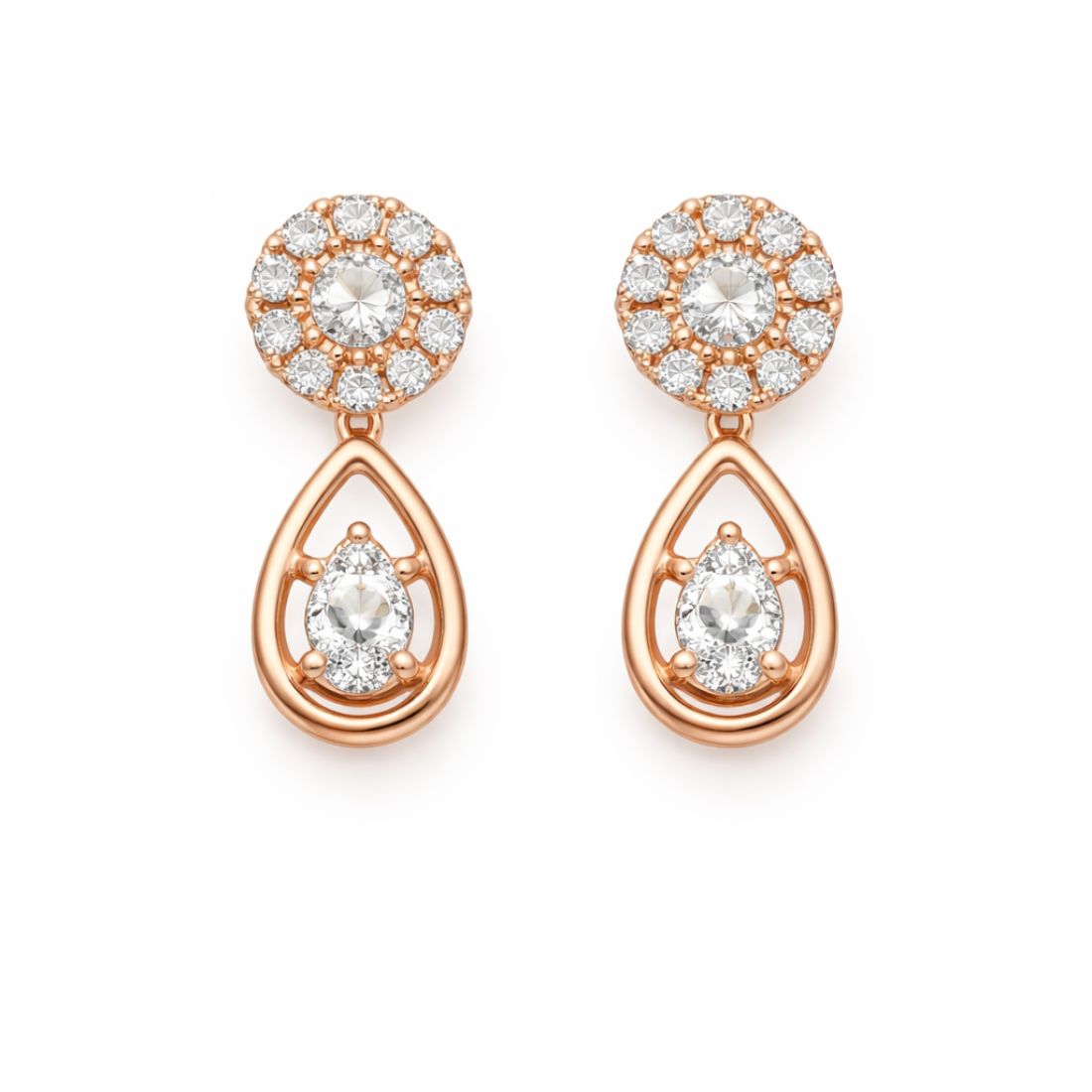 Rose Gold Plated Necklace With Matching Earrings