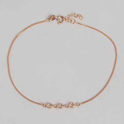 Radiant CZ Rose Gold Whispers 925 Sterling Silver Chain Anklet