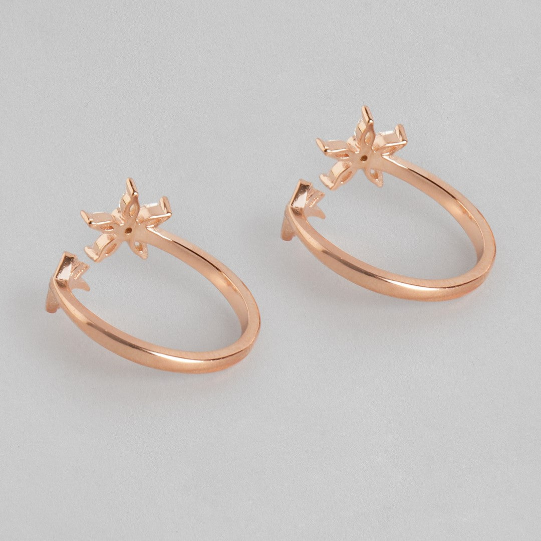 Two adjustable rose gold 925 Sterling Silver floral toe rings for women. Nature jewellery – Zavya