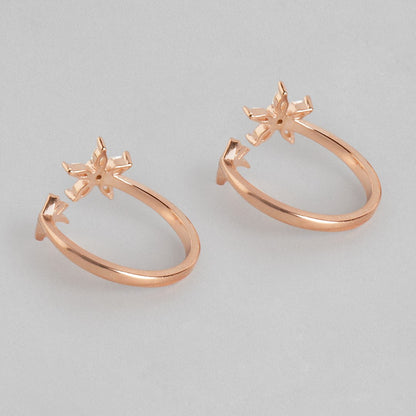 Two adjustable rose gold 925 Sterling Silver floral toe rings for women. Nature jewellery – Zavya