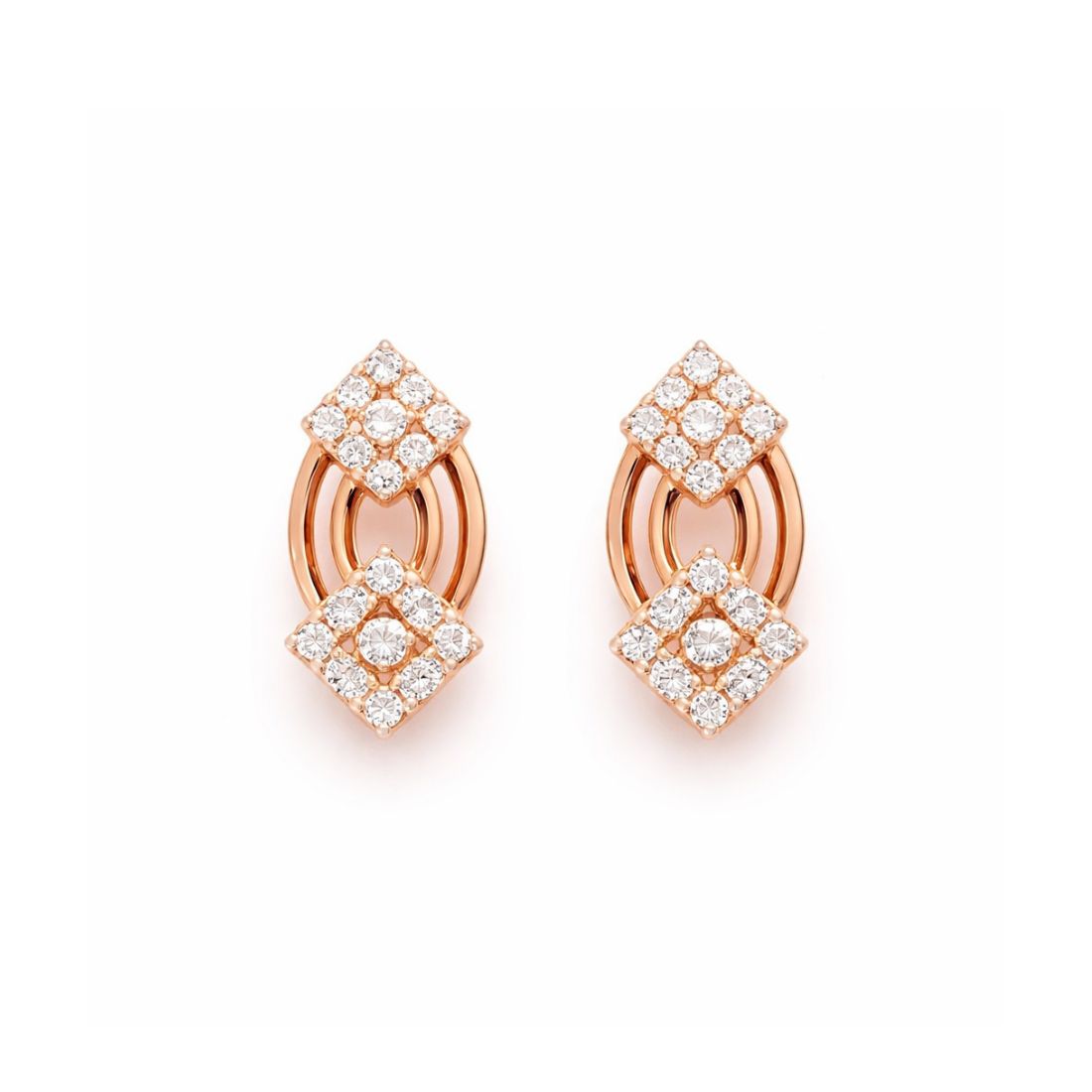 Rose Gold Square Floral Design Necklace Set