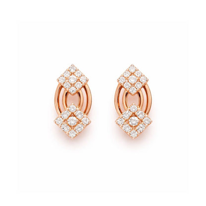 Rose Gold Square Floral Design Necklace Set