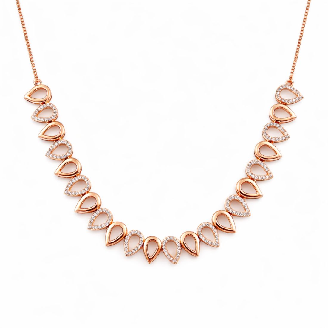 Rose Gold Plated Teardrop Necklace Set