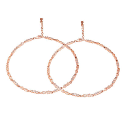 Infinite Sparkle Rose Gold-Plated 925 Sterling Silver Anklet