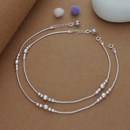 Grace Beadline Silver Women Anklet | 925 Hallmark | Daily Wear