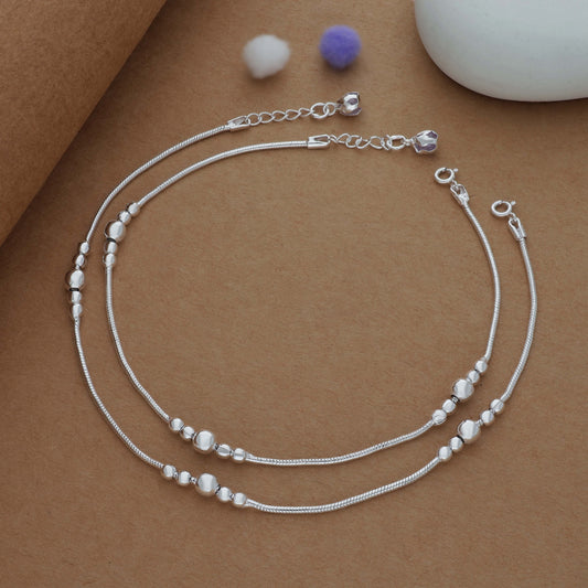 Grace Beadline Silver Women Anklet | 925 Hallmark | Daily Wear
