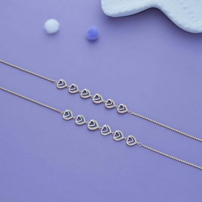Heart Charm 925 Silver Anklet