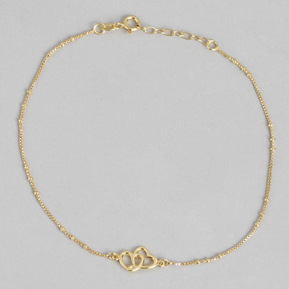 Hearts in Harmony Gold-Plated 925 Sterling Silver Dual Hearts Anklet
