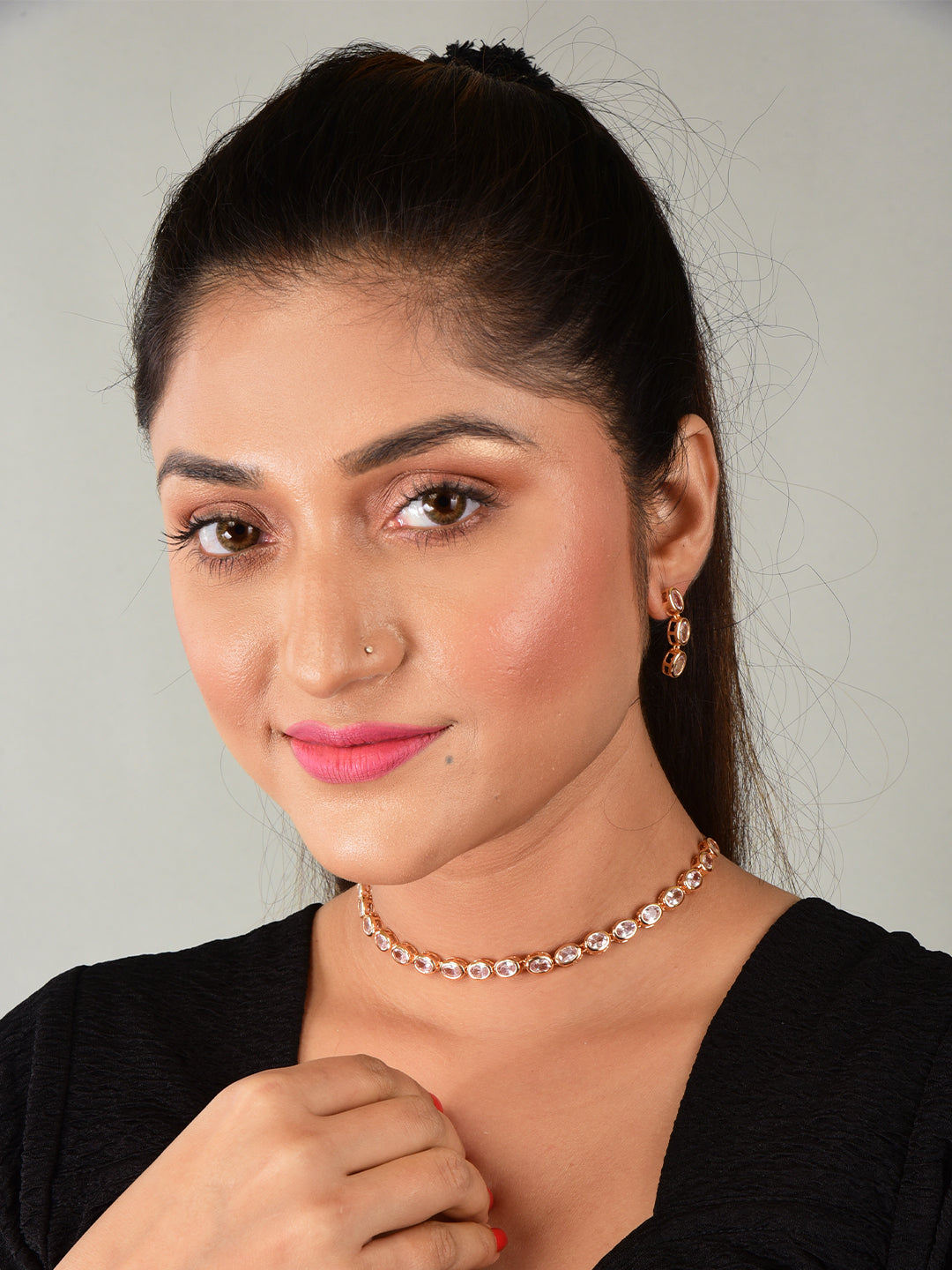 Rose Gold Plated Necklace Set for Women and Girls