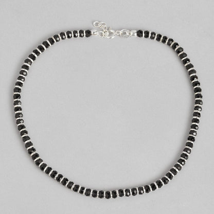 Black Nazariya 925 Sterling Silver Anklets in Silver Chain
