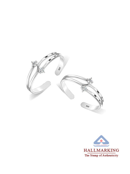 Double CZ Adjustable Toe Ring