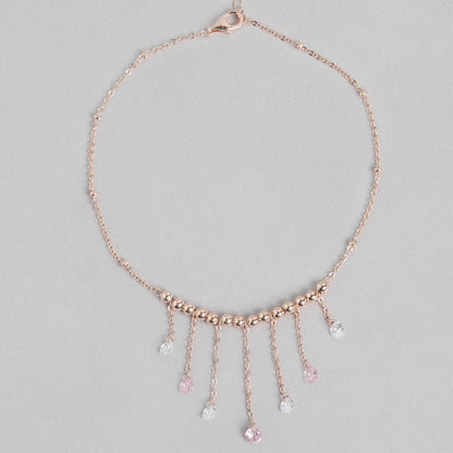 Rose-Gold Plated 925 Sterling Silver Drop Anklet