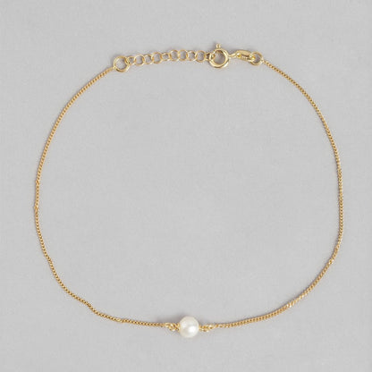 Gold-Plated & Pearl 925 Sterling Silver Chained Anklet