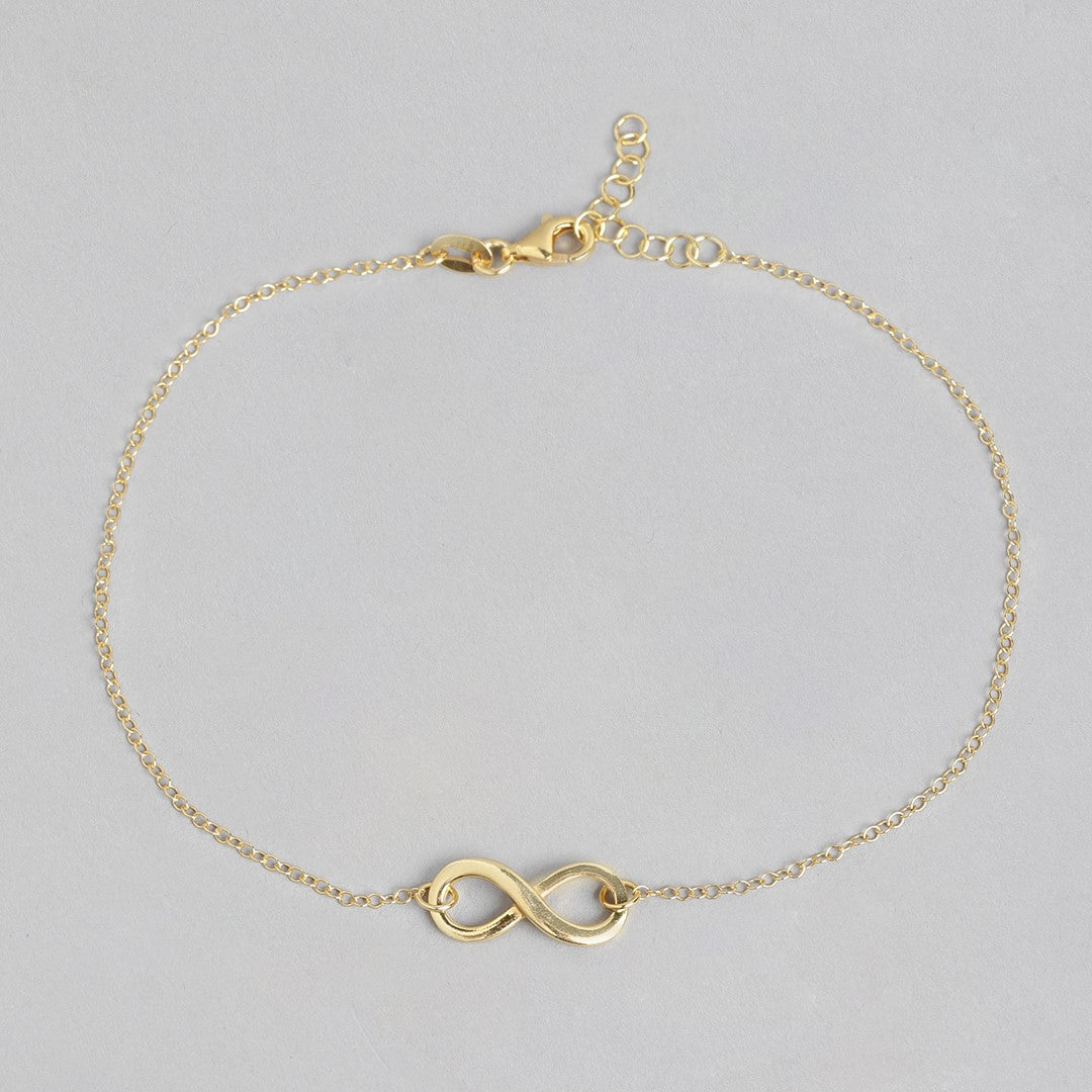 Golden Infinity Glow 925 Sterling Silver Gold-Plated Chain Anklet