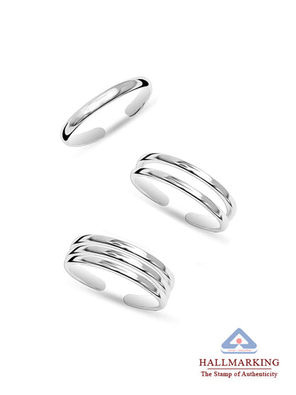 Minimalist Thin Band Toe Ring Set - 3 Pieces
