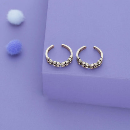 Bubble Bead Oxidized 925 Silver Toering