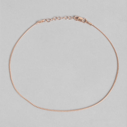 Classical Rope Chain 925 Sterling Silver Anklet In Rose Gold Plating