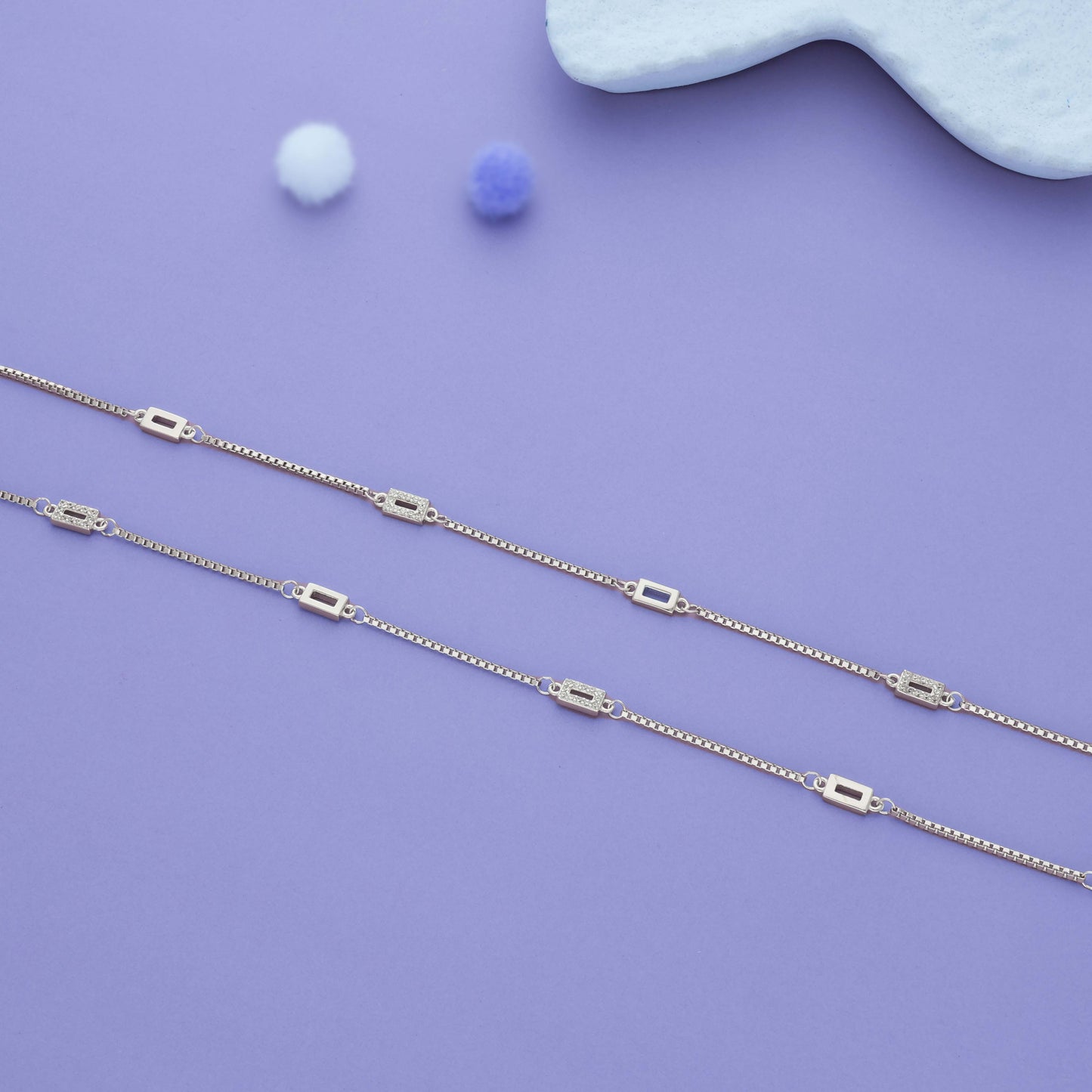 Multi-Geometric 925 Silver Anklet