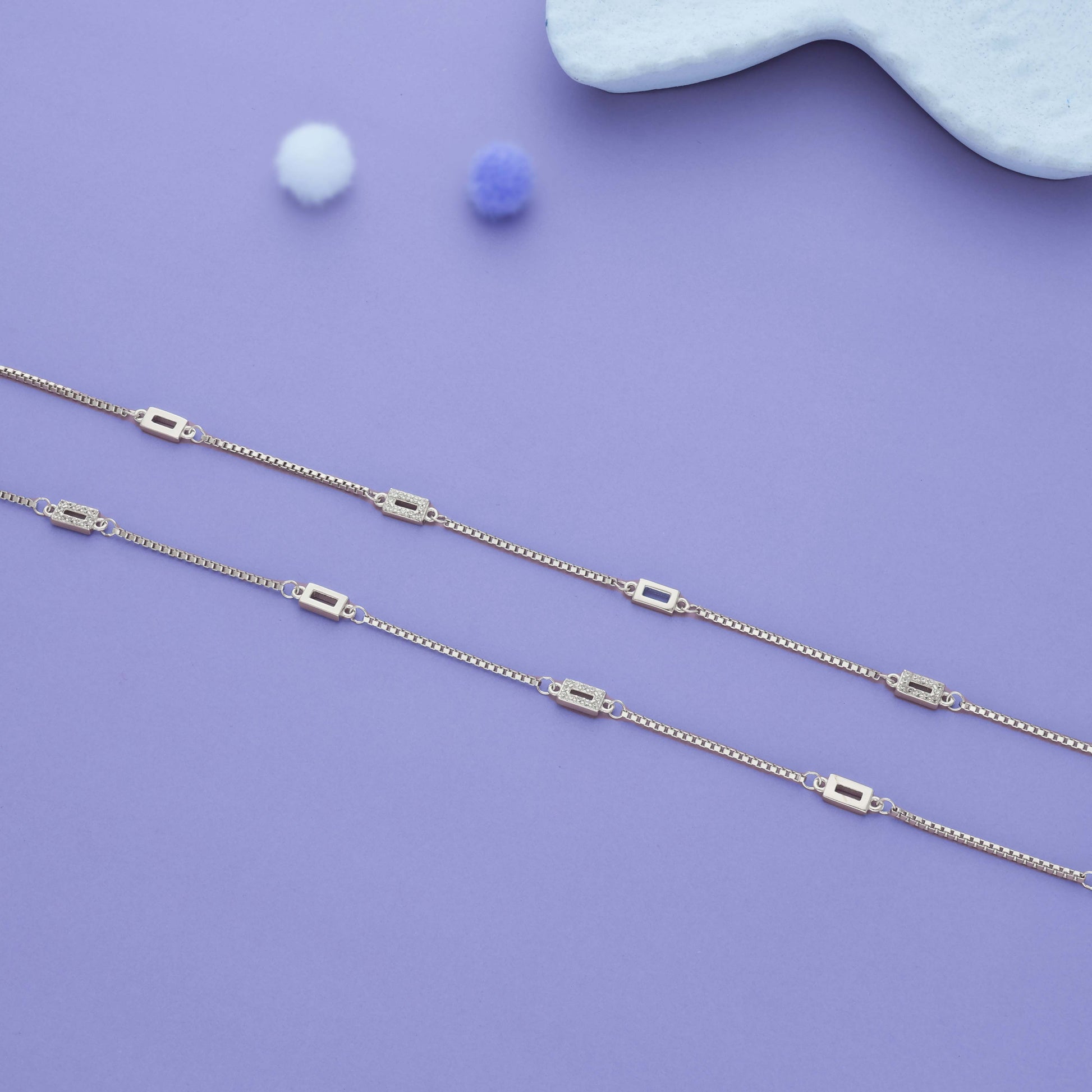 Multi-Geometric 925 Silver Anklet
