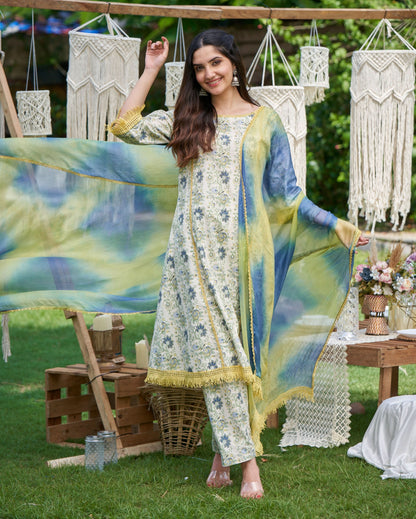 Dityaa Mint Printed Cotton Suit Set