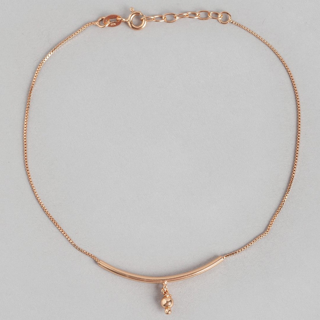 Rose Gold Plated 925 Sterling Silver Drop Chained Anklet