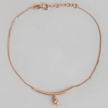Rose Gold Plated 925 Sterling Silver Drop Chained Anklet