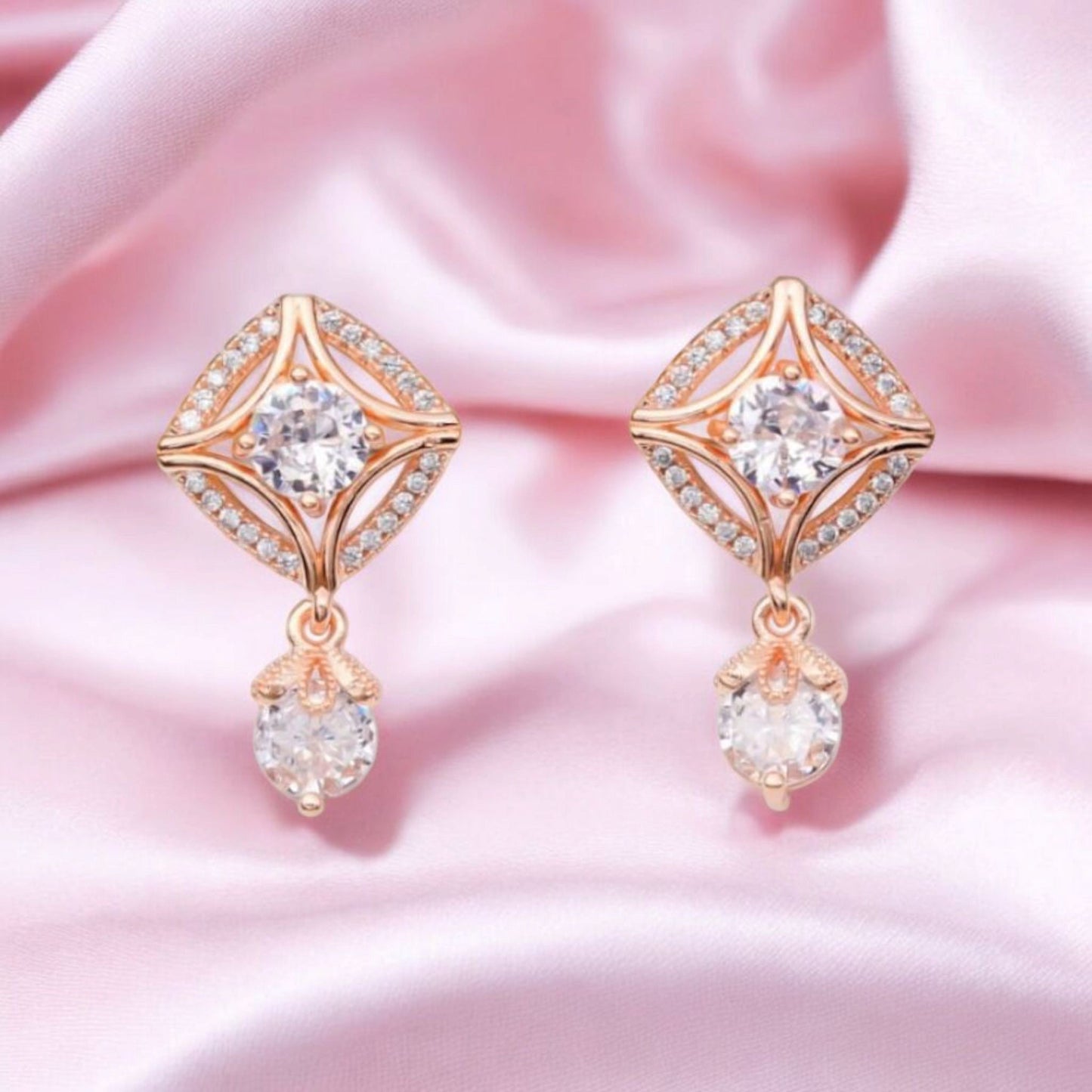 18k Rose Gold PlatedDrop Earrings Women & Girls