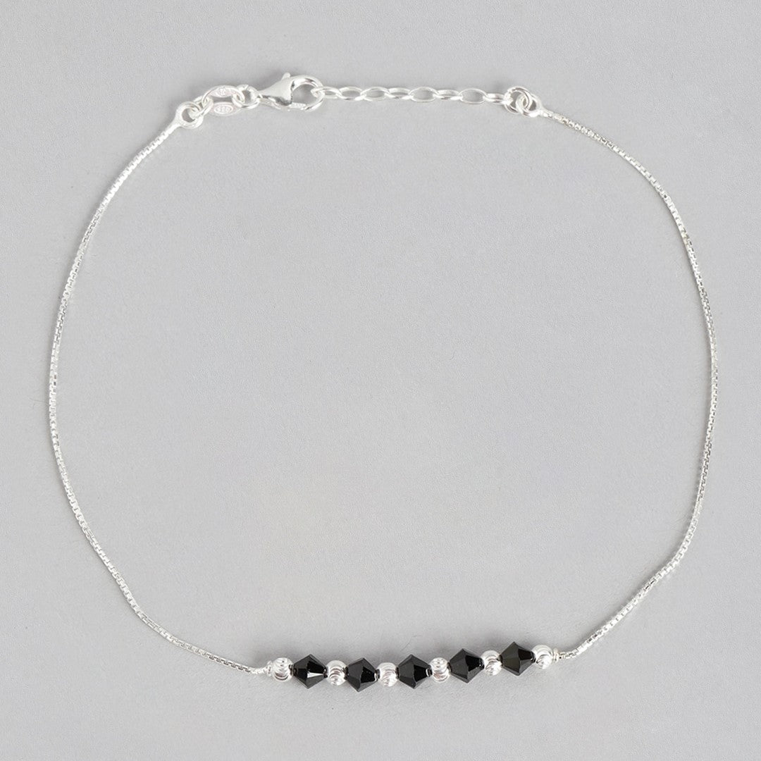 Graceful Whispers Rhodium-Plated 925 Sterling Silver Anklet Gift Hamper for Sister
