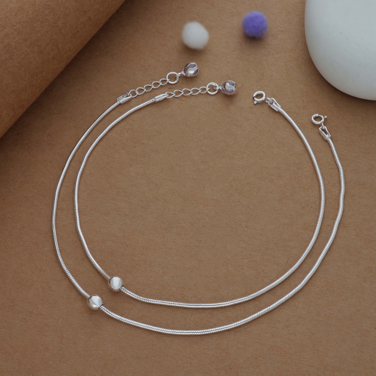 Subtle Charm Silver Women Anklet | 925 Hallmark | Daily Wear