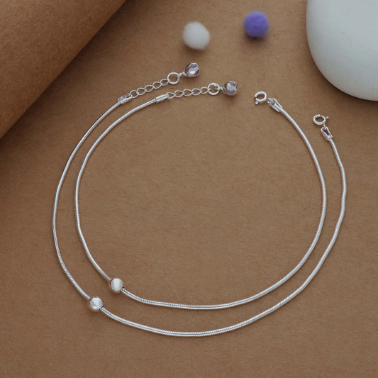 Subtle Charm Silver Women Anklet | 925 Hallmark | Daily Wear