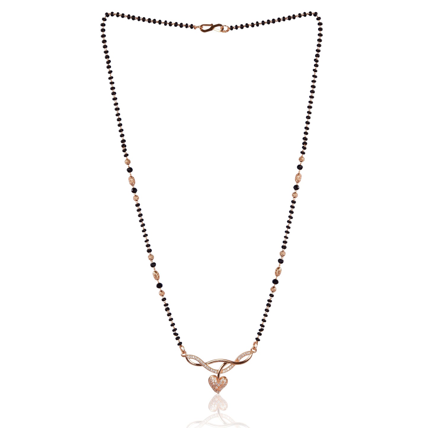 American Diamond Rose Gold Plated Designer Mangalsutra Pendant for Girls and Women (With Chain)