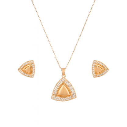 Rose Gold Plated Pendant & Stud Earrings for Women