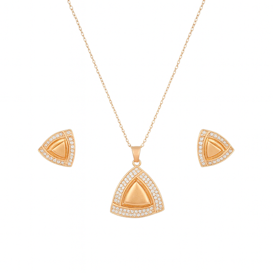 Rose Gold Plated Pendant & Stud Earrings for Women